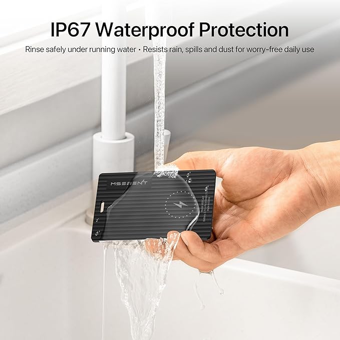 Slim Air Tag Wallet Tracker Card, [Apple MFi Certified], Wireless Charging, Work with Apple Find My, IP67 Waterproof, Item Locator for Keys, Bags, Passport, iOS Only, 1 Pack