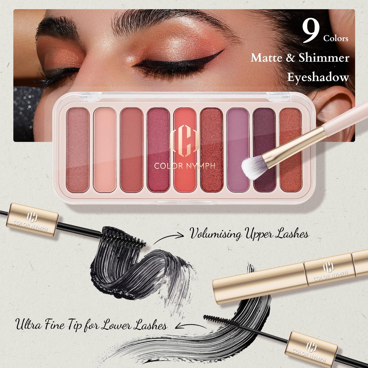 Color Nymph Makeup Sets For Women, Teen Girls With Travel-Friendly Makeup Kits Bag Included 9 Color Eyeshadow Palette Concealer Liquid Blush Eyeliner Lipgloss - #01