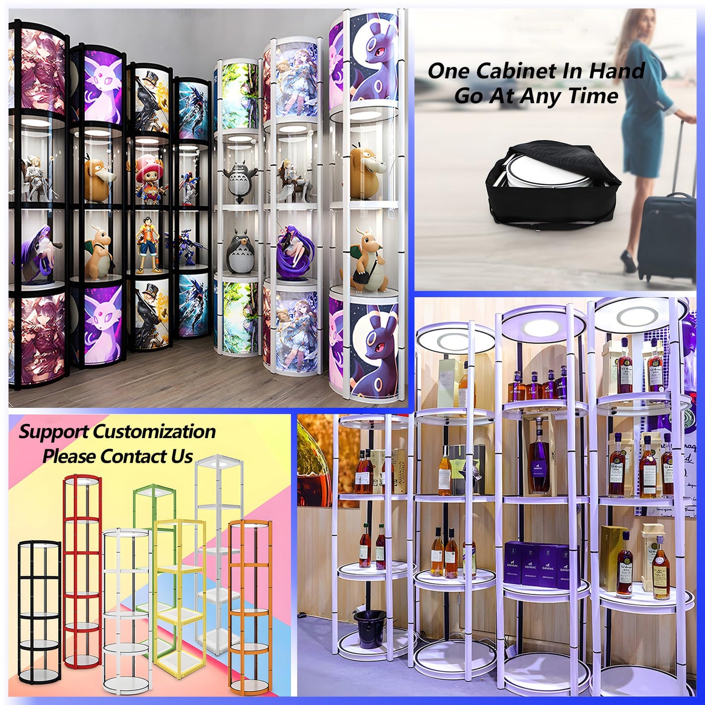 NEWSANDOR Foldable Display Case,Spiral Twist Tower Display Case Spiral