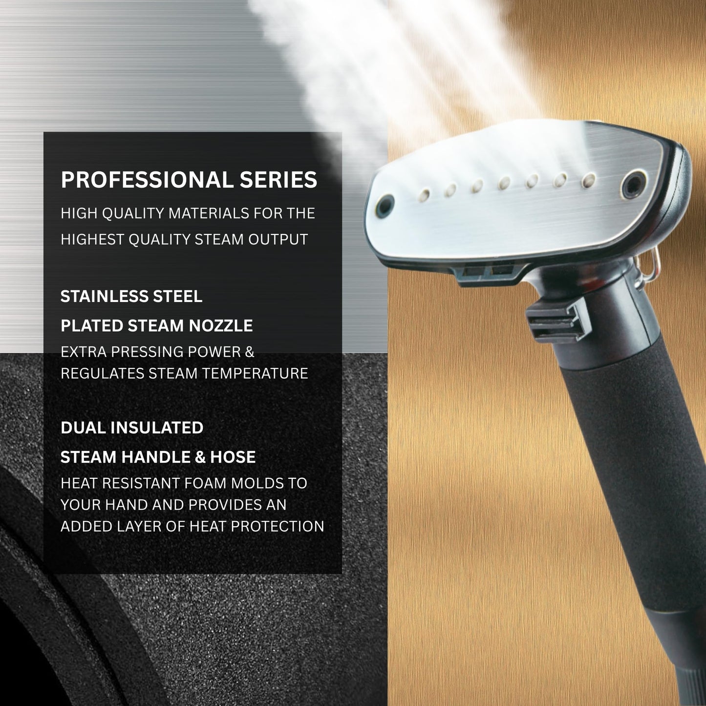 SALAV Limited Edition Professional Series Dual Bar Garment Steamer with Foot Pedals, Stainless Steel Steam Plate, Retractable Power Cord, 1.8L (60.8 oz) Water Tank, 1500 watts, 60+mins of Steam