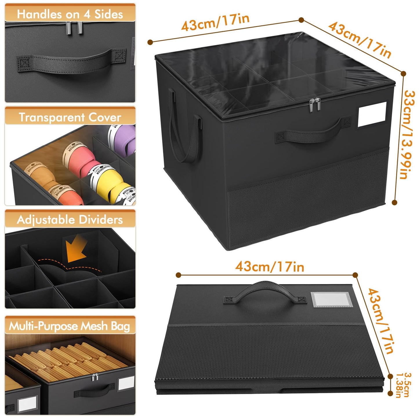 Large Reinforced 2 Pack Shoe Organizer for Closet with Adjustable Dividers