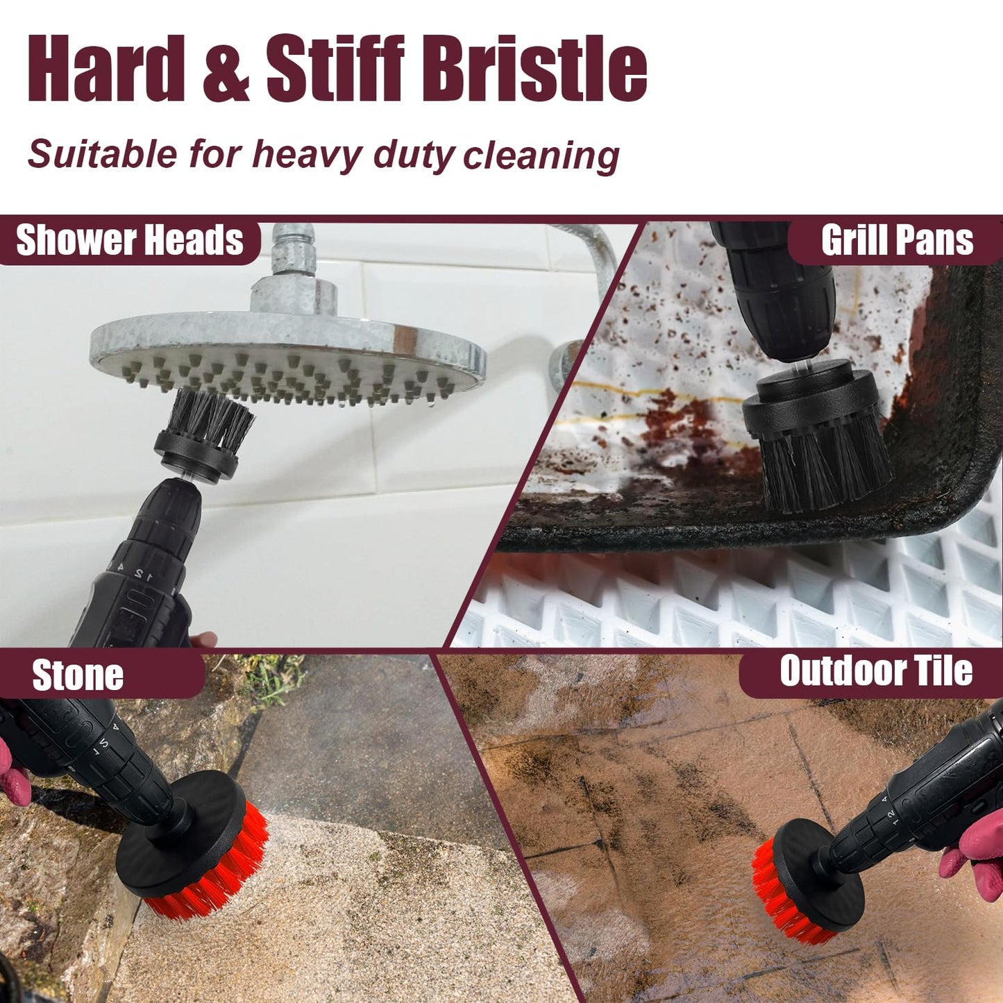8 Pack Drill Brush Attachment Set,1/4in Power Scrubber Brush + Extend Long Attachment,Multi-Purpose Brush Drill Attachment, Power Cleaning Scrub Brush for Bathroom, Tub, Tile, Corner