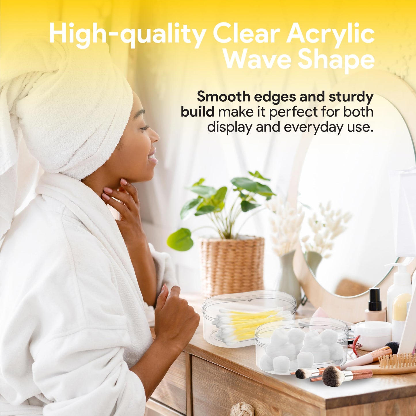 Hammont Acrylic Storage Boxes - Curved Candy Gift Containers - Hair Accessory Organizer - Small Plastic Display Container | 5.8“x3.46“x2.25“ (12 Pack)