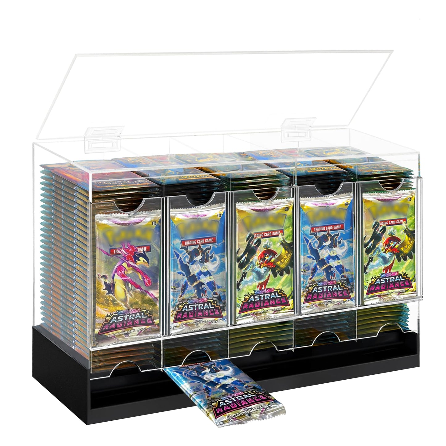 VERSSURE 5-Slot Booster Pack Dispenser with Non-Slip Base,Acrylic Card Pack Dispenser Fits 200 Booster Packs for Dispensing,Card Holders Storage Case for Trading Card and Sports Card Packs