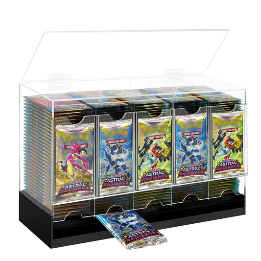 VERSSURE 5-Slot Booster Pack Dispenser with Non-Slip Base,Acrylic Card Pack Dispenser Fits 200 Booster Packs for Dispensing,Card Holders Storage Case for Trading Card and Sports Card Packs