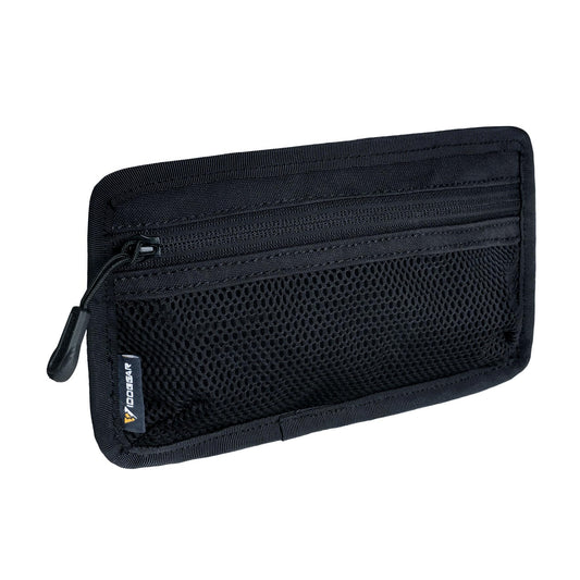 IDOGEAR Tactical Mesh Pouch Insert Modular Bag Compartment Utility Organizer Admin Pouch EDC Net Pocket with Hook Fasteners (Black)