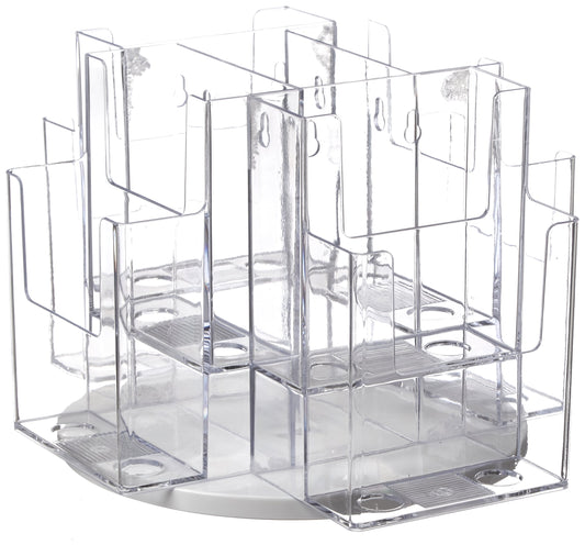 Azar Displays 252805 8-Pocket Tri-Fold Brochure Counter Display Revolves on a 9" Base