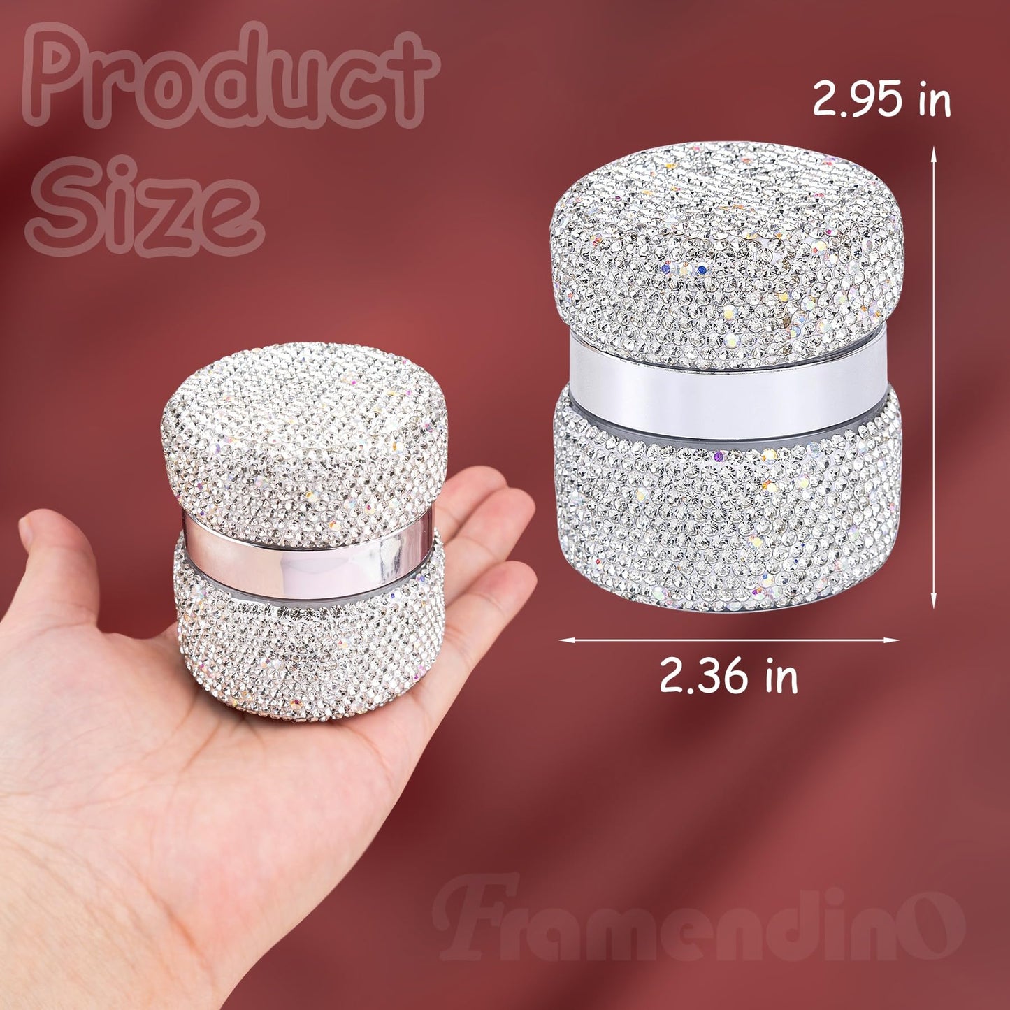 Framendino, Refillable Cream Jars Bling 1oz Empty Dispensing Box Airless Pump Jar for Makeup Travel