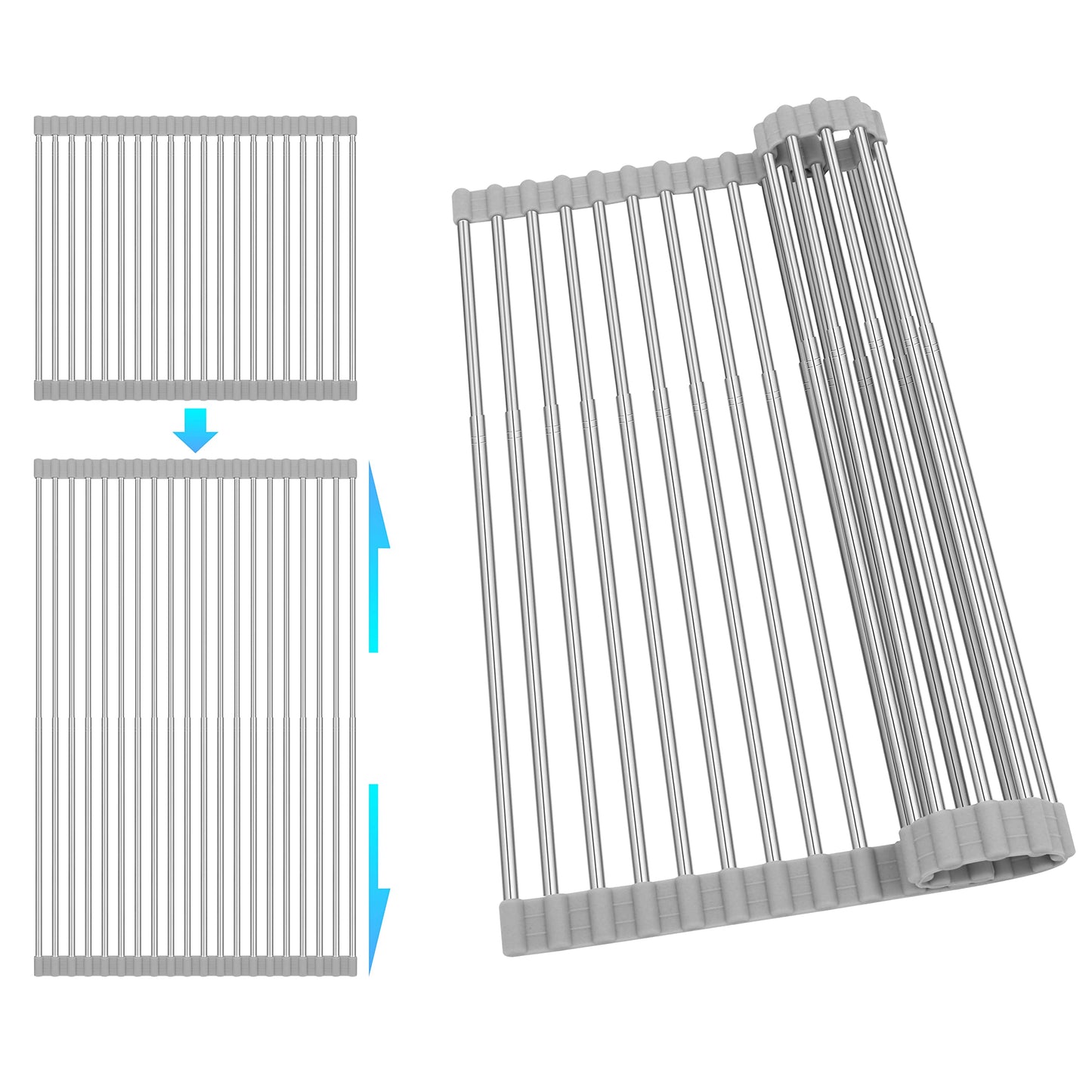 romise 304 Stainless Steel Roll Up Dish Drying Rack