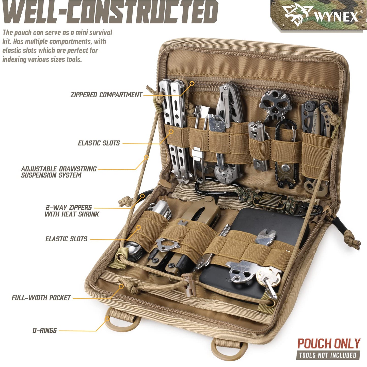 WYNEX Tactical Molle Admin Pouch, Laser-Cut, EDC Organizer Tool Pouch