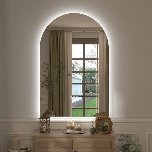CHARMOR Backlit Arched LED Bathroom Mirror 24x36 Inch, Dimmable LED Vanity Mirror with Lights, Anti-Fog, 3 Colors, Memory, ETL Listed