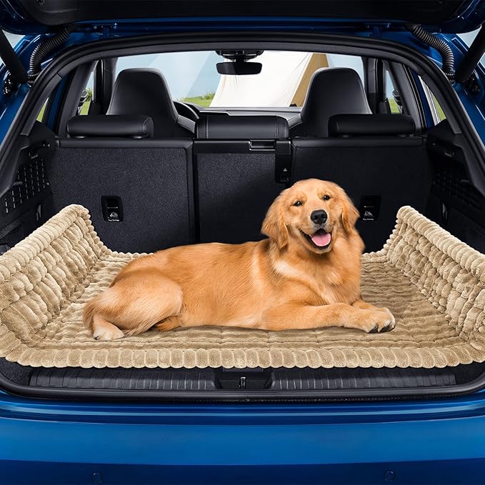 Dog Car Seat Covers for Back Seat, Dog Bed for Car, Car Seat Protector, Fit for Backseat Extenders, Non-Slip Soft Durable for Cars Trucks and SUVs(Brown,50x24.6 inch)