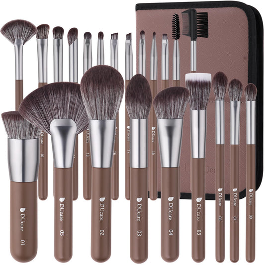 DUcare 22Pcs Makeup Brush Set PRO Makeup Brushes Professional with Bag Premium Synthetic Kabuki Foundation Blending Brush Face Powder Blush Concealers Eye Shadows