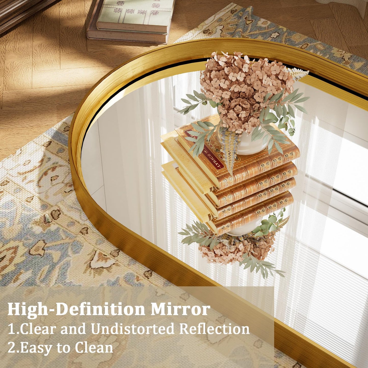Arched Bathroom Mirror - 30x20 Inch Gold Bathroom Mirror for Wall - Aluminum Alloy Framed Mirror - Arched Top Bathroom Vanity Mirror for Living Room, Bedroom, Mantel, Entryway, and Hallways