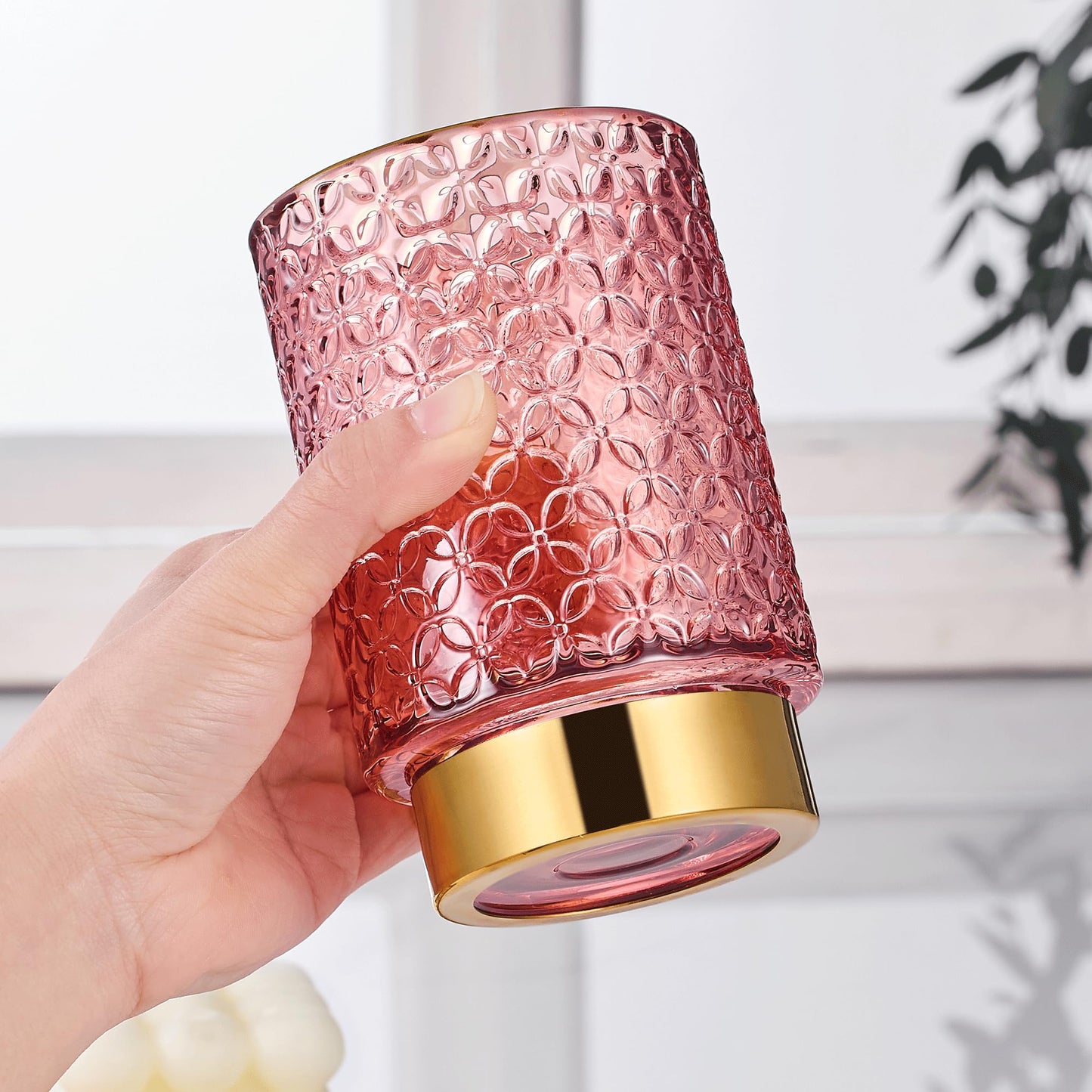 LEICURACE Makeup Brush Holder Organizer,Toothbrush Holders,Desk Pen Pencil Holder,Multifunctional Vintage Glass Brush Cup（A44-4-US）
