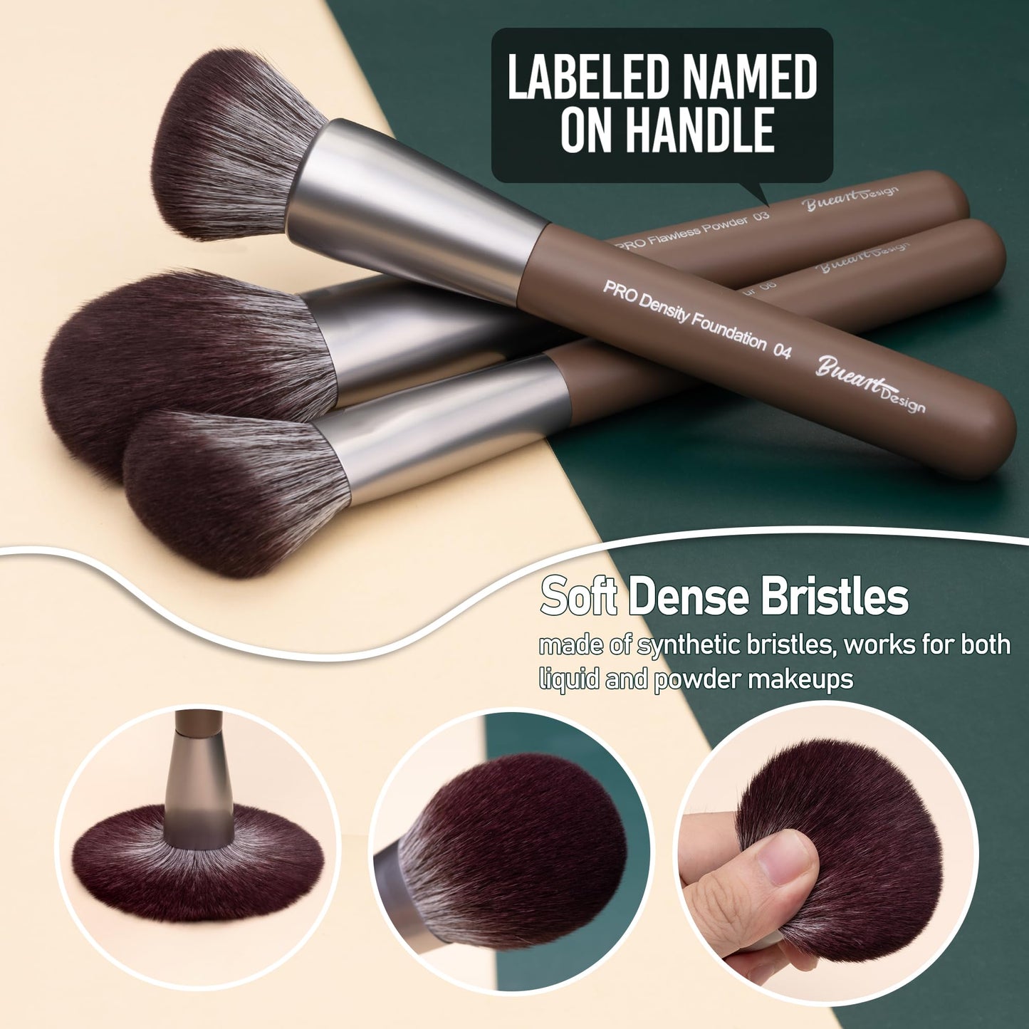 Bueart Design 26 Pcs Chocolate-colored Gift Makeup Brushes Set with Extra Large Holder,Elegant Make up Brushes for Foundation,Face Blending Powder, Contour, Highlight, Concealer, Eyeshadow