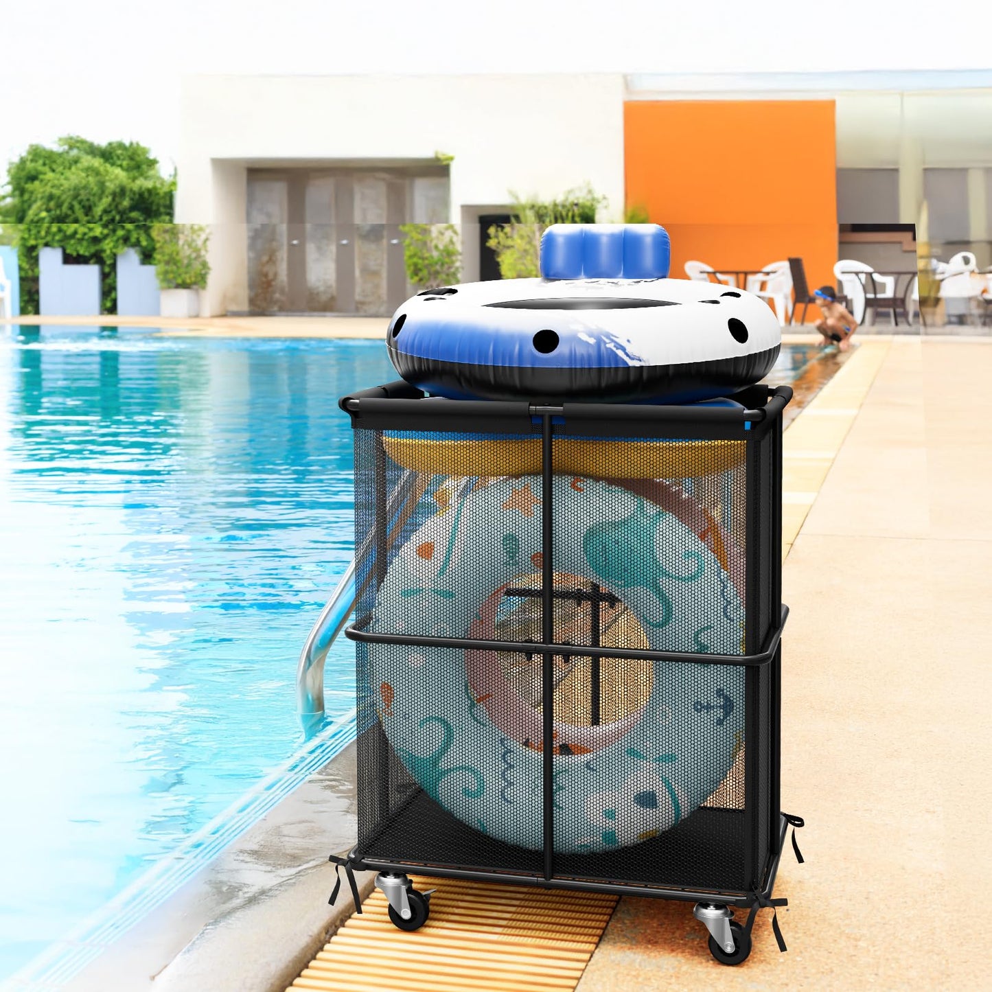 smusei Ball Storage Bin Rolling Sports Ball Storage Cart Garage Sports Equipment Organizer Rack with Wheels Outdoor Basket Ball Cage for Garage, School, Gym, Yoga Room
