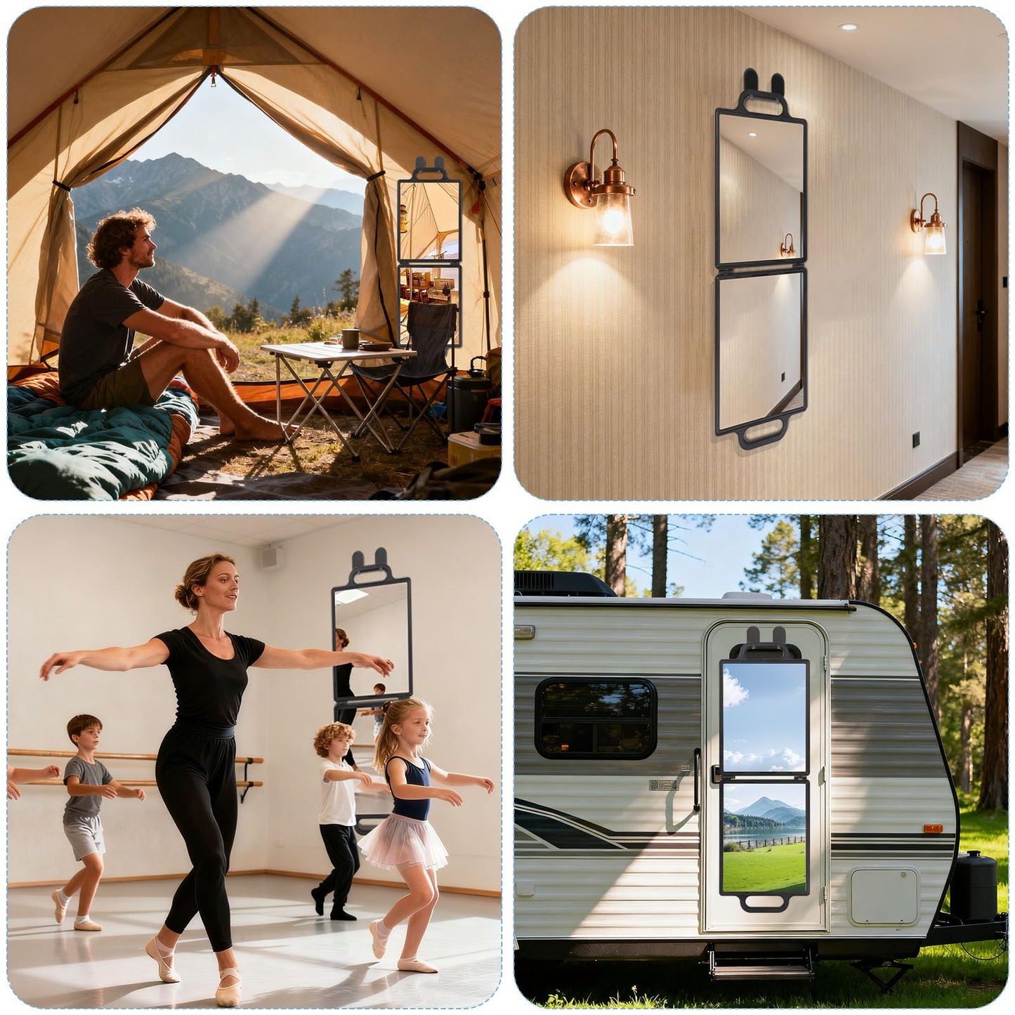 HFYZZ Foldable Full Length Travel Mirror with Handle, 28.3" x 9.3”Portable Shatterproof Hanging Camping Makeup Mirror for RV Tents and Small Spaces