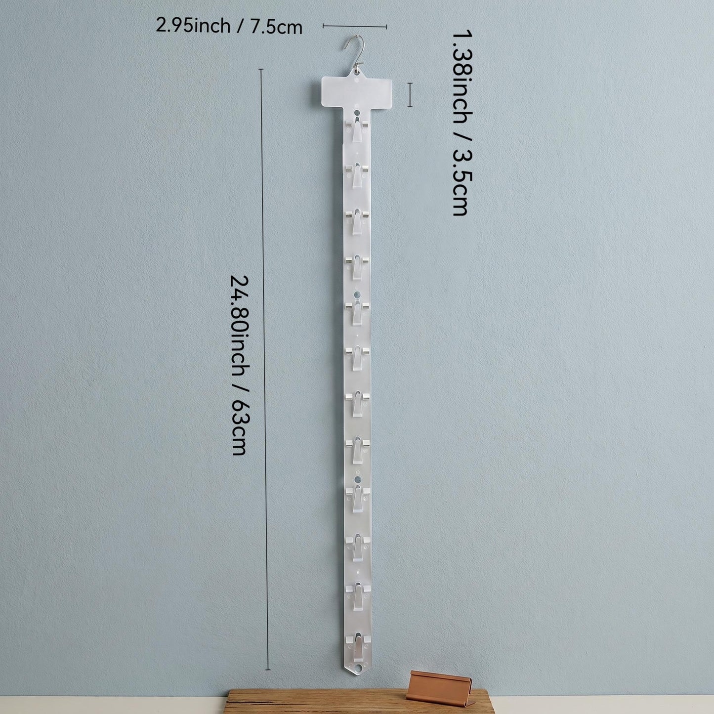 Gskmbquw Retail Display Strips with Hooks, Hanging Merchandise Organizer, 24.80 Inch Length, Space-Saving Design with Tail Holes (20, transparent, 24.8Inch)