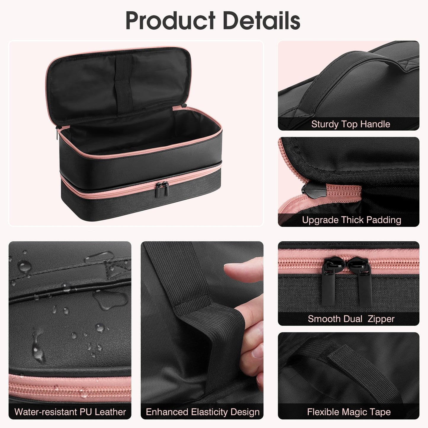 Travel Carrying Case for Hair Dryer for Shark FlexStyle Hair Dryer Bag Double-Layer Beauty Styler Organizer Hair Tool Storage Bag Hairdryer Accessories Black Case