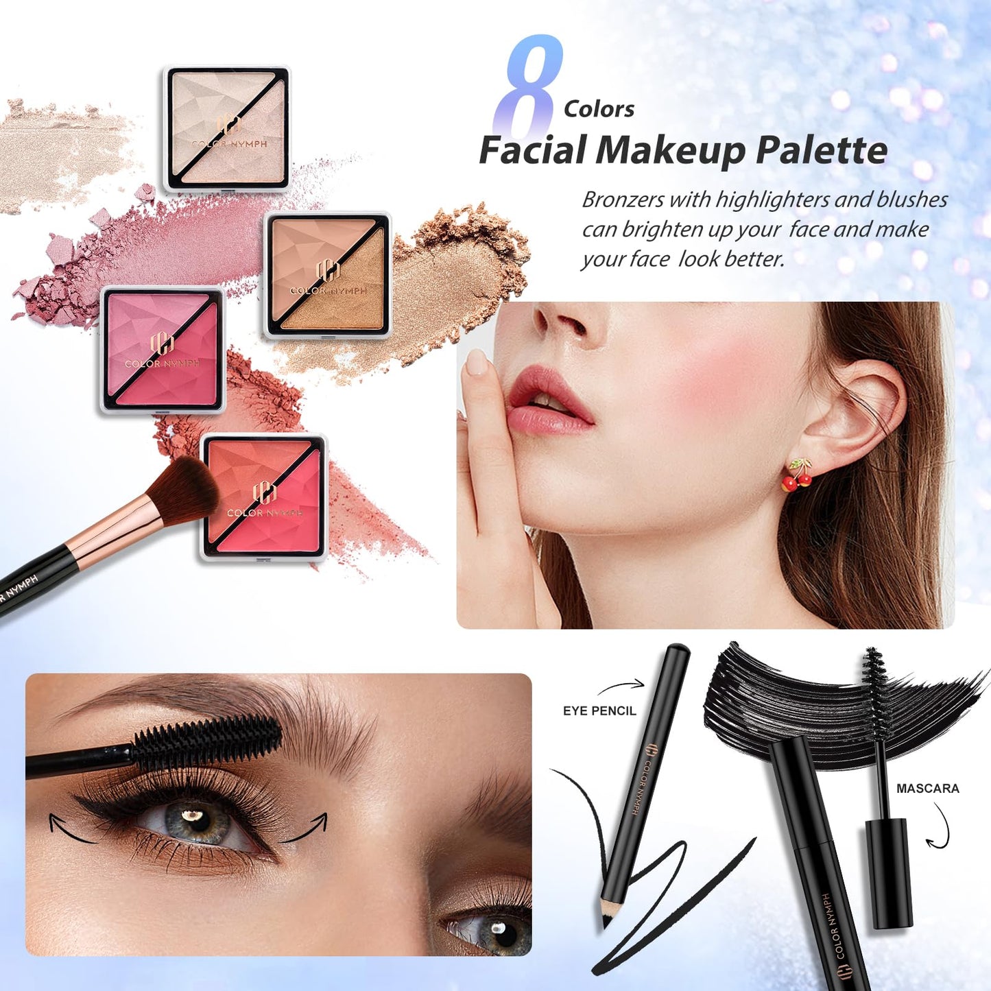 Color Nymph Makeup Kit For Women, Girls Makeup Set For Teens Professional Make Up Kits With Travel Case Full Cosmetics Kit w/ 35 Colors Eyeshadows Lipstick Blush Brushes Lipgloss Mascara