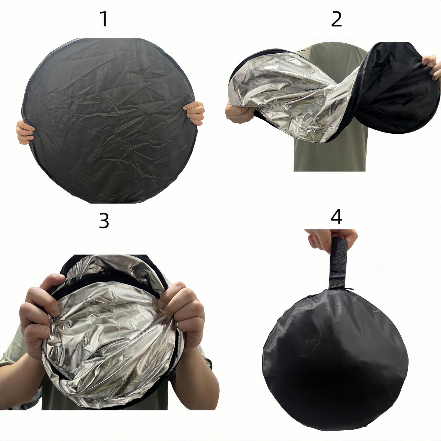 5-in-1 Photography Reflector 32"(80cm), Multi-Disc Collapsible Light Reflector with Bag - Super Portable for Studio/Macro Photography - Translucent, Silver, Gold, White and Black