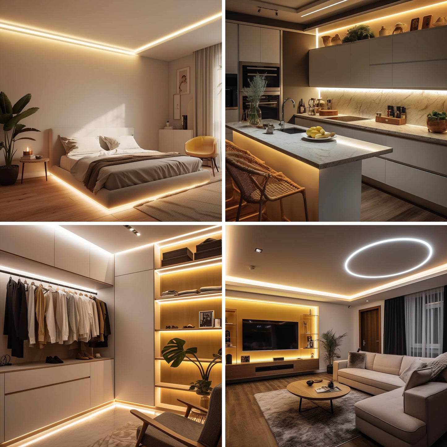 AXMOTUT 9.84ft Smart COB LED Strip Lights, 24V Warm White 2700K Dimmable LED Light Strips, High Bright LED tape light with Power Supply and app Control LED lights for TV,mirror, Kitchen Cabinet, Shelf