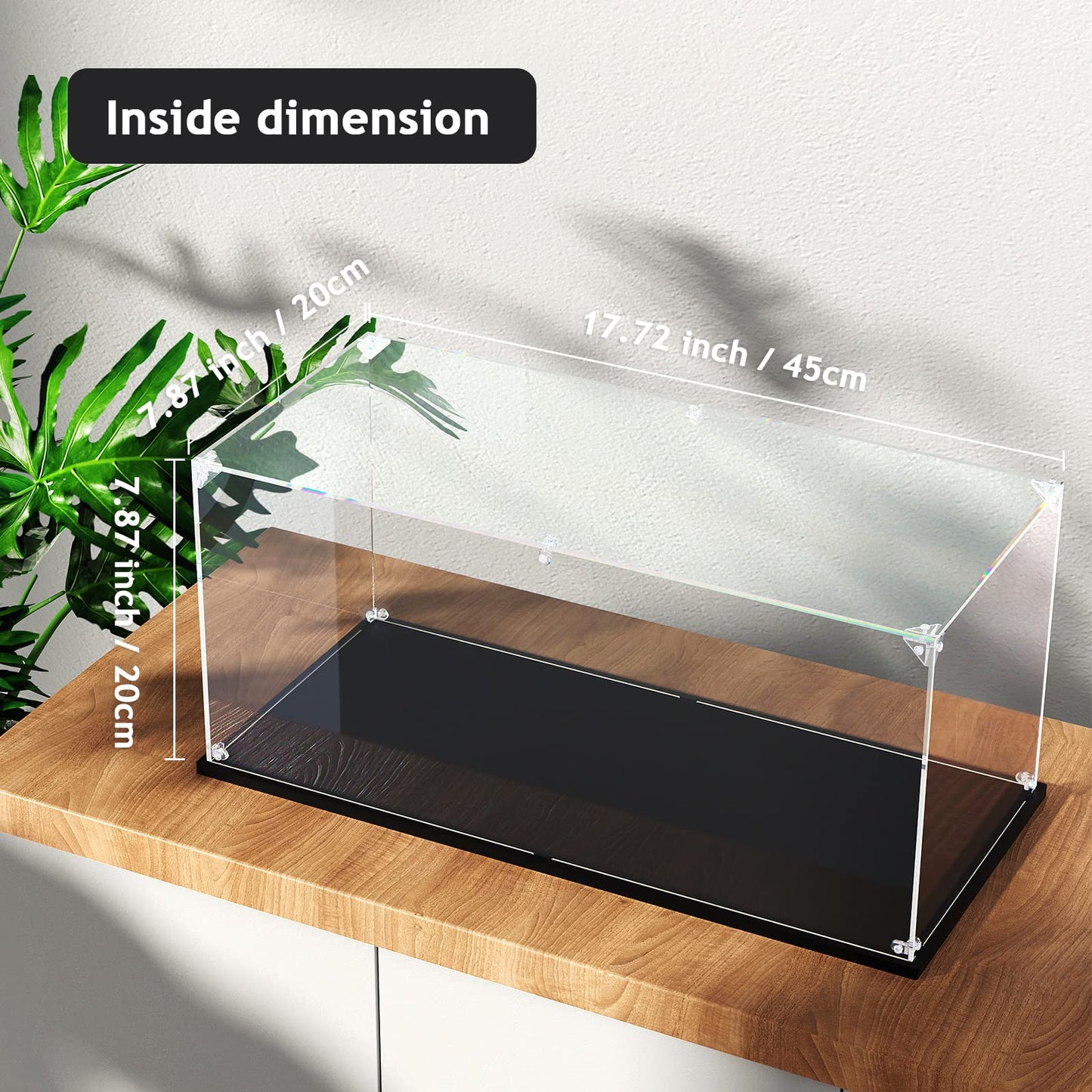 Clear Acrylic Display Case, Self-Assemble Showcase for Collectibles, Action Figures, Dolls- Alternative Glass Box for Commemorative Gifts (17.7x8x8 inch, 45x20x20 cm)