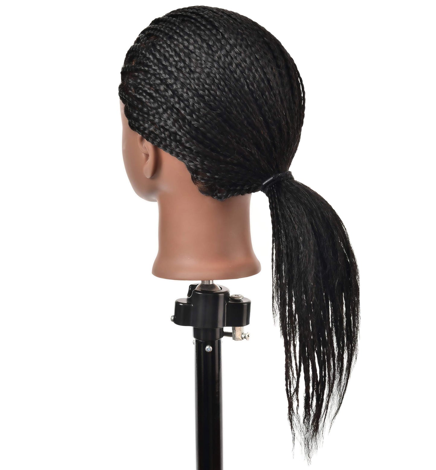 FUTAI African American Mannequin Head 100% Real Human Hair Manikin Doll Style Head for Practice Braiding Styling Cosmetology Training with Stand