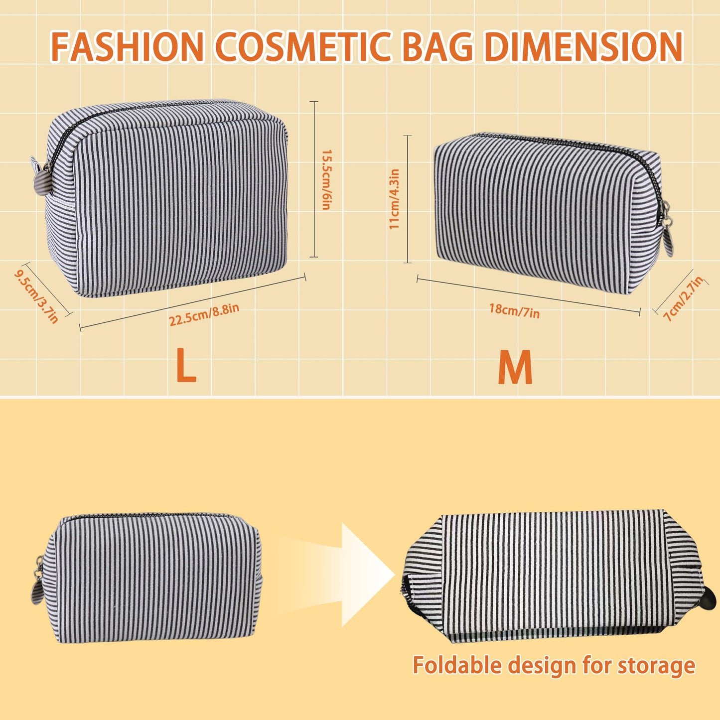 CALINNL 2pcs Makeup Bag Travel Toiletry Bag for Women Lightweight Make Up Bag Purse Organizer Pouches Large Cosmetic Bag Small Makeup Pouch Medicine Bag Travel Essentials for Women Black
