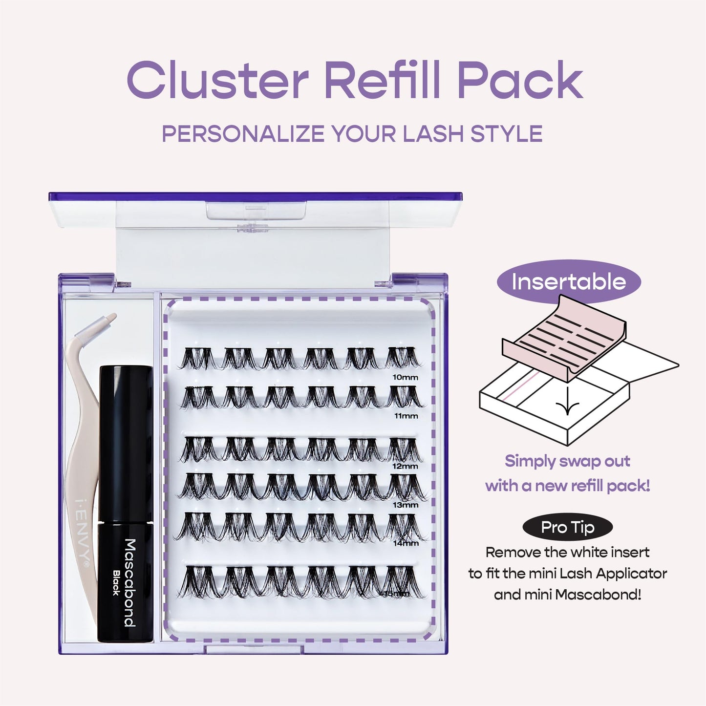 i-ENVY Cluster Palette Kit, DIY Lash Makeup, Customizable Under Lash Extension Layering All in One Convenience, Mini Applicator & Mascabond Glue Included (Deep)