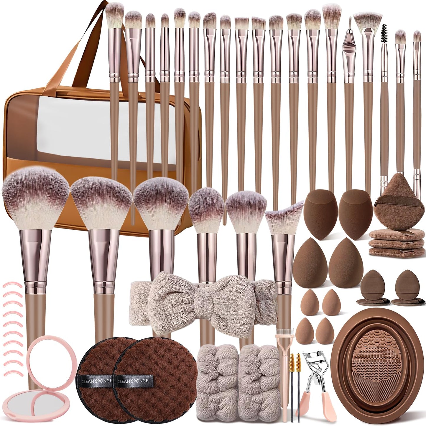 KUORYZAL Brown Makeup Brushes Set Professional 63Pcs with Case Premium Synthetic for Foundation Concealer Blush Eyeshadow Powder Contour Makeup Brush Kit Face Eye Make up Brushes & Tools
