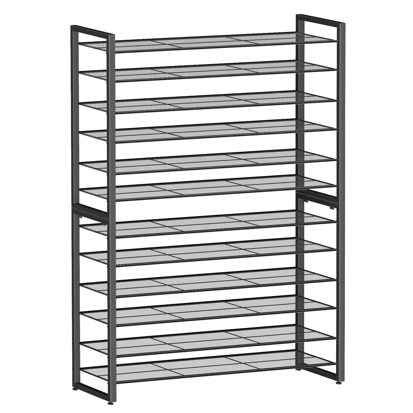 Simple Trending 12 Tier Shoe Rack Holds 60 Pairs, Sturdy Tall Shoe Organizer, Heavy Duty Large Metal Stackable Shoe Shelf for Entryway, Closet, Bedroom, Black