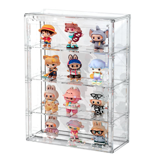 BOHOIDEE 4 Tiers Clear Display Case for Figures, Acrylic Storage Organizers Box with Magnetic Door, Wall-Mounted Dustproof Showcase for Collectibles Action Figure(1PACK, Wall-Mounted Extra Large)