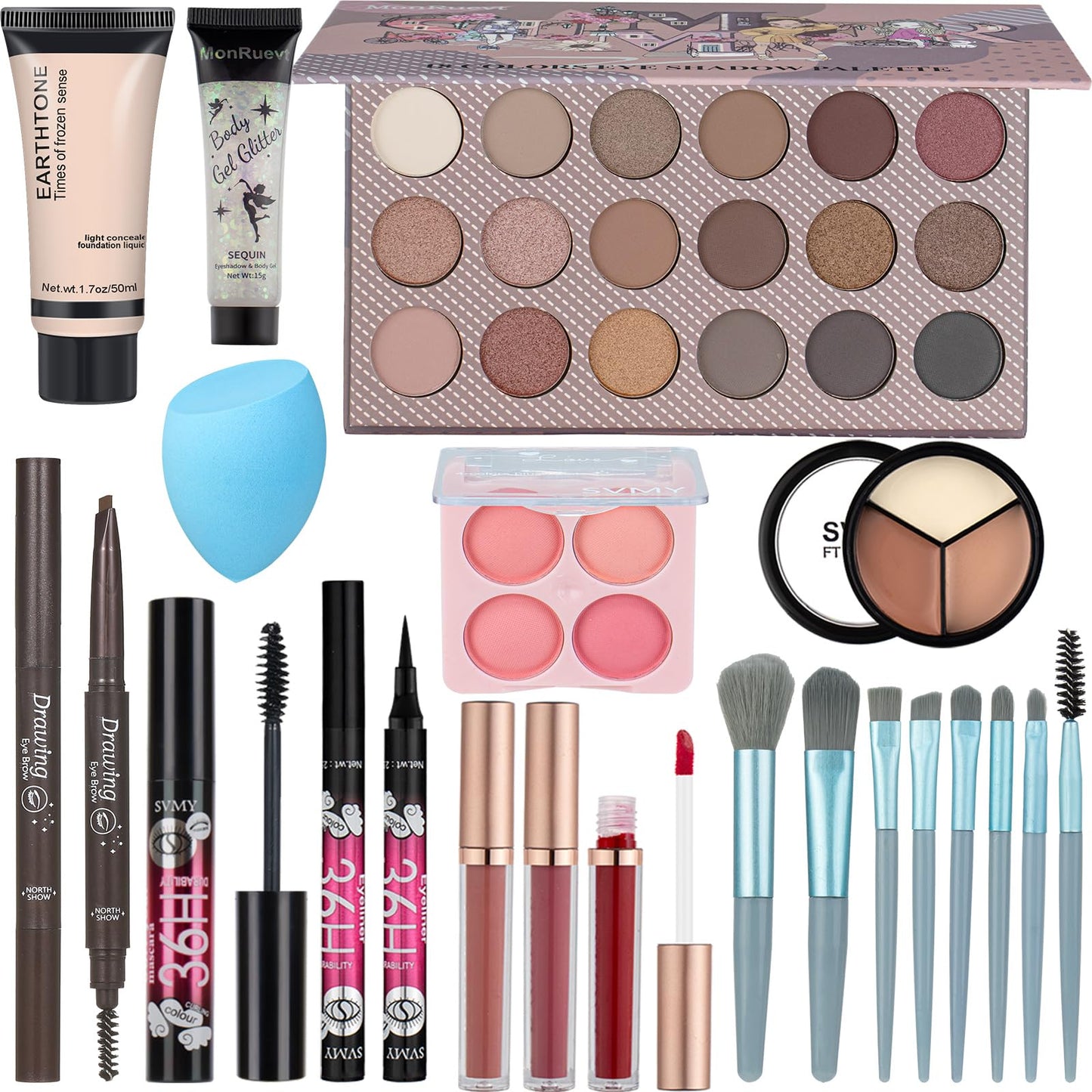 Makeup Set All in One Makeup Kit for Women and Teens Makeup Sets for Women Full Kit Makeup kits for teens Makeup Gift Set for Girls (Blue)