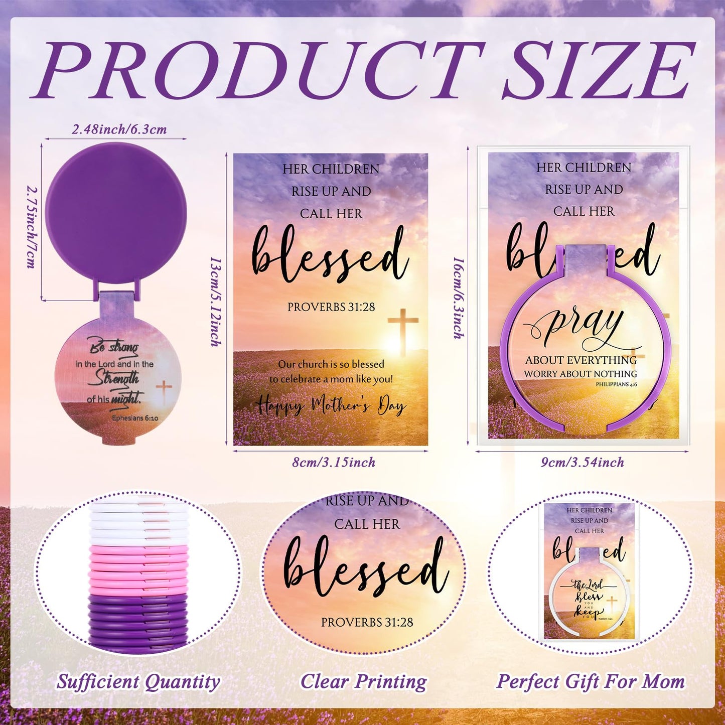 Meanplan Christian Mothers Day Compact Mirrors with Bible Verses Religious Gifts for Women Mothers Day Church Favors(36 Set)