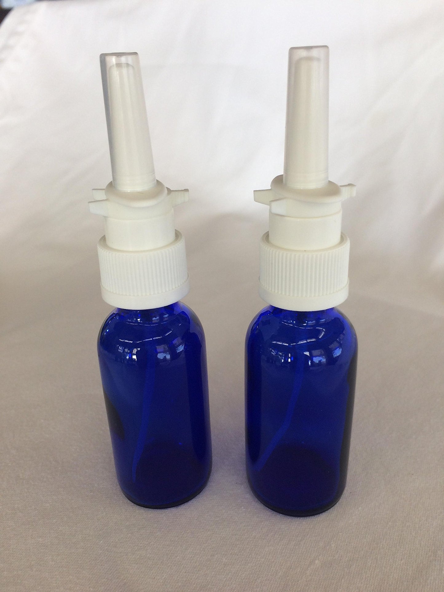 Snoot! Blue Glass Nasal Spray Bottle 30ml (1oz) with Fine Mist Sprayer - Empty & Refillable 2 Pack
