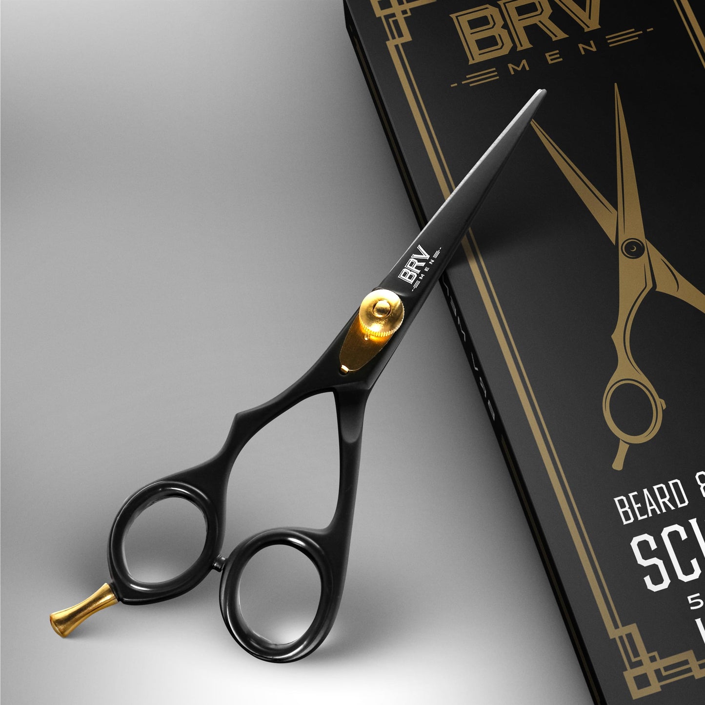 LEFT HANDED Razor Sharp Mustache & Beard Scissors - 5.5" - 100% High Carbon Stainless Steel - Facial Hair Trimming Shears (LEFT HANDED - Black)