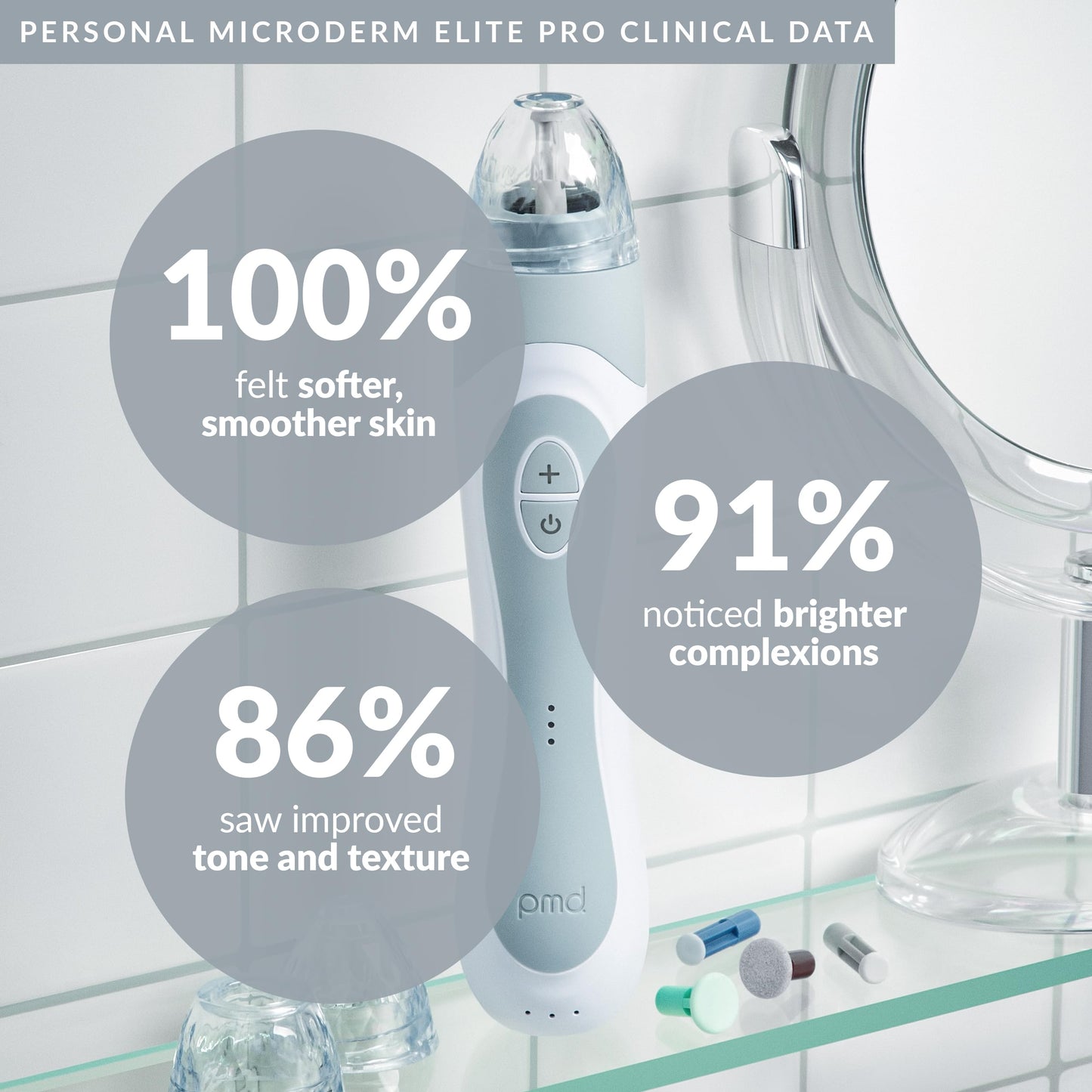 PMD Beauty Personal Microderm Elite Pro - At-Home Use, Facial Exfoliator Tool, Microdermabrasion Machine Kit for Face and Body Skincare, London Fog Grey + Serum