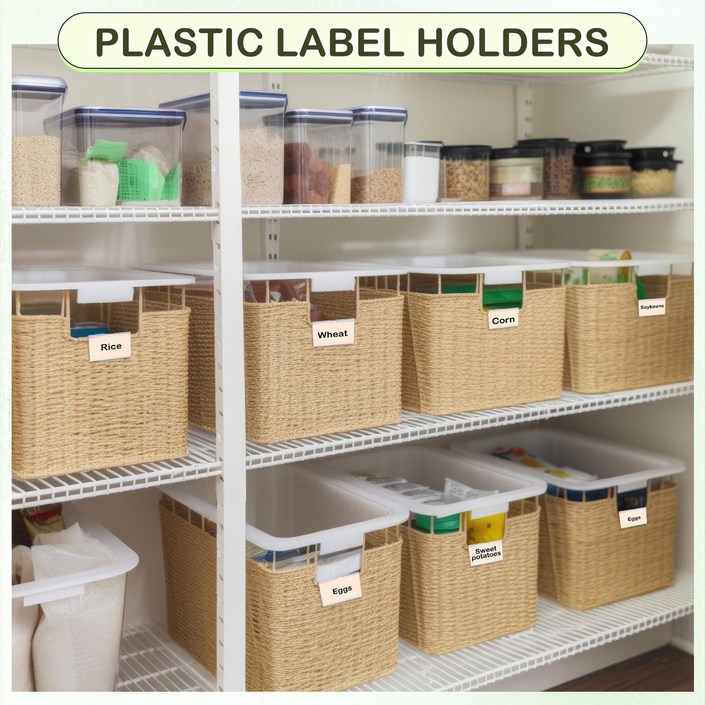Tatuo 300 Pcs Reusable Plastic Wire Shelf Label Holders, Price Card Sign for Pantry Retail Supermarket Merchandise Shopping Mall Shop Ticket Display Holder Clip on Design, 2.36" L x 1.65" H (Clear)