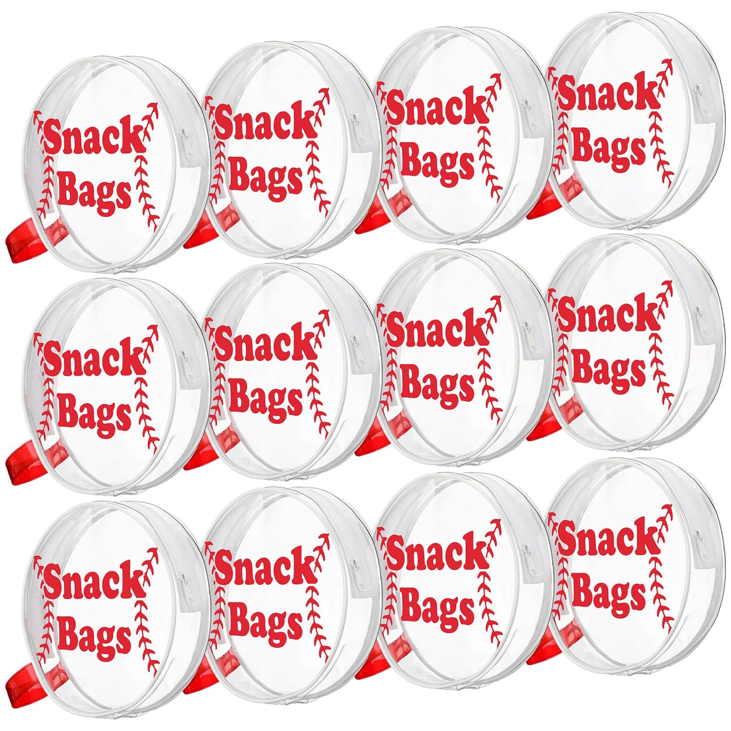 Reginary 12 Pcs Baseball Snack Bags for Team Gifts Baseball Goodie Treat Candy Bags Pouch Clear PVC Waterproof with Zipper Party Favors for Team Christmas Birthday Gifts Sport Supplies