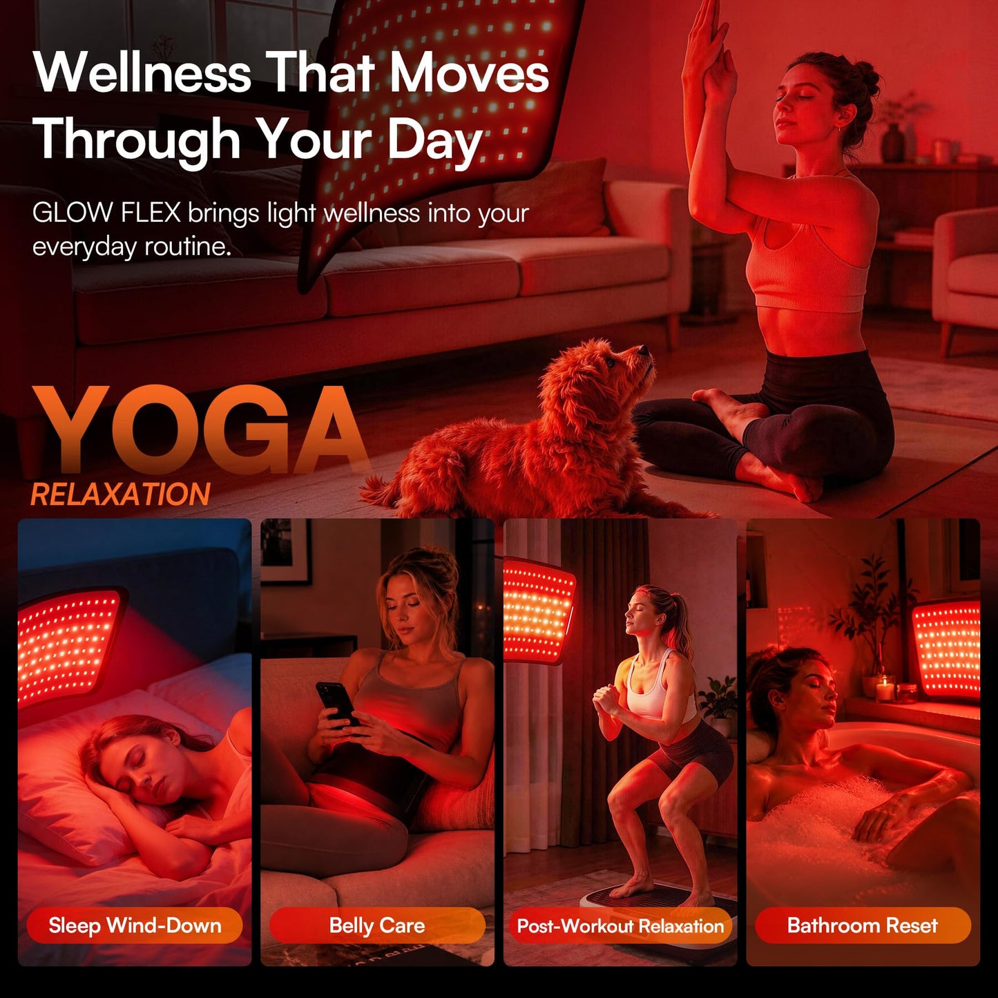 Red Light Therapy for Body & Face, Panel & Belt 2-in-1 with 1064nm & 850nm Dual NIR, 360 LEDs, 630/660nm LED Light for Skin Care, Deep Tissue Relaxation & Post-Workout Comfort