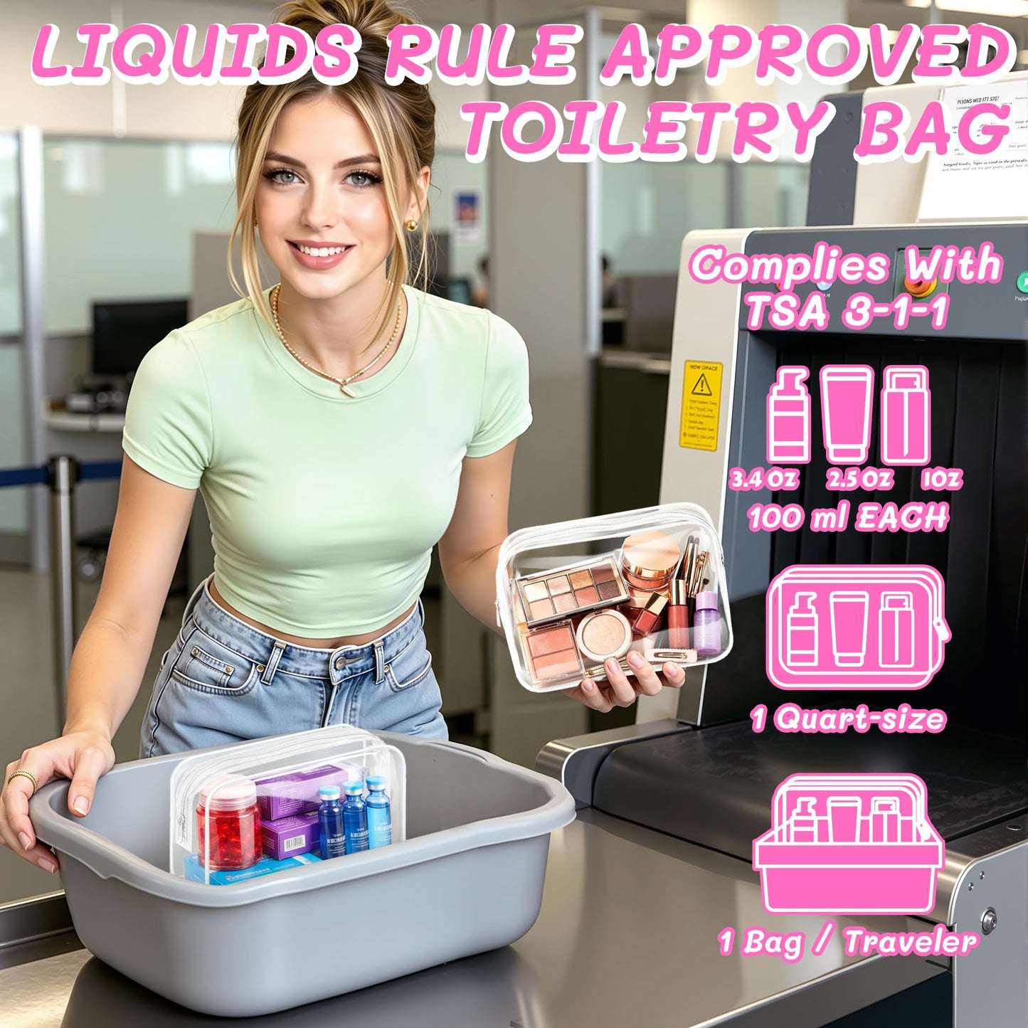 Eilyliafe 12 Pieces Clear Makeup Bags Bulk, PVC Waterproof Cosmetic Bag with Zipper, TSA Approved Toiletry Bag for Travel, Transparent Pouches Organizer Storage for Men and Women (White, Medium)