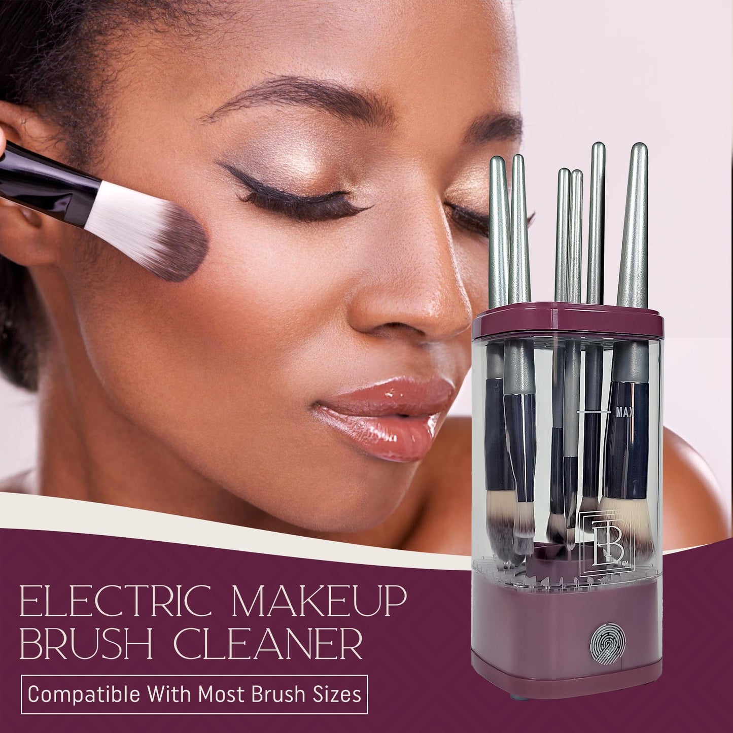 BOLD’N’TRUE BEAUTY Electric Makeup Brush Cleaner Set – Automatic USB-C Deep Cleaning Machine with Rubber Pad, Plug & Gift Bag | Portable Makeup Brush Washer, Perfect Beauty Gift for Her