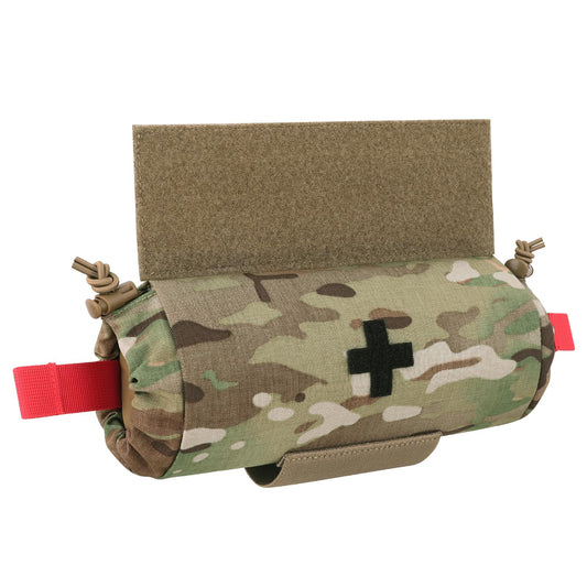 PETAC GEAR Tactical First Aid Drop Dump Pouch, Micro Medical Trauma Roll Up Drop Pouch EMT IFAK Sub Abdominal Carrying Bag with Hook-N-Loop (MC)