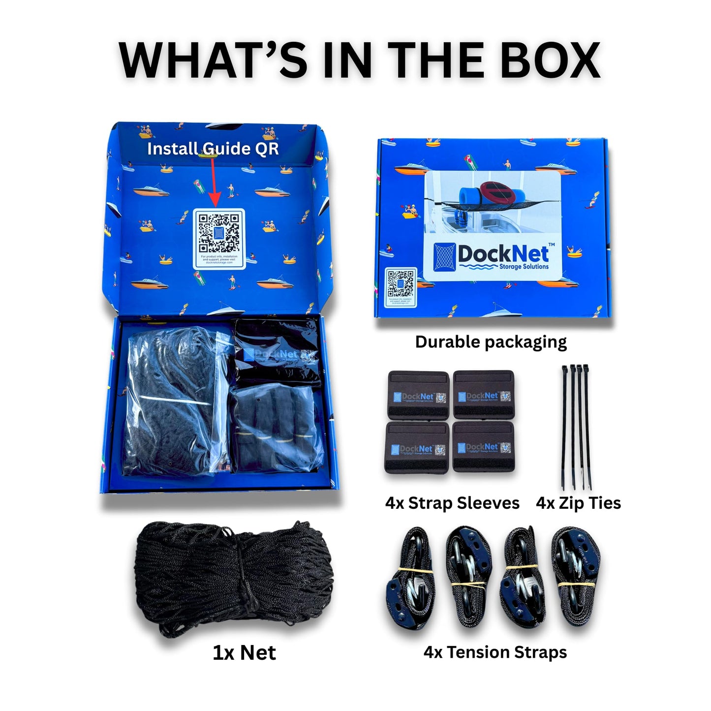 DockNet Storage Net – Heavy-Duty Boat Slip Organizer for Boat Docks | Easy Install Marine Storage Solution for Drying of Towables, Life Jackets, Paddleboards, Inflatables, etc