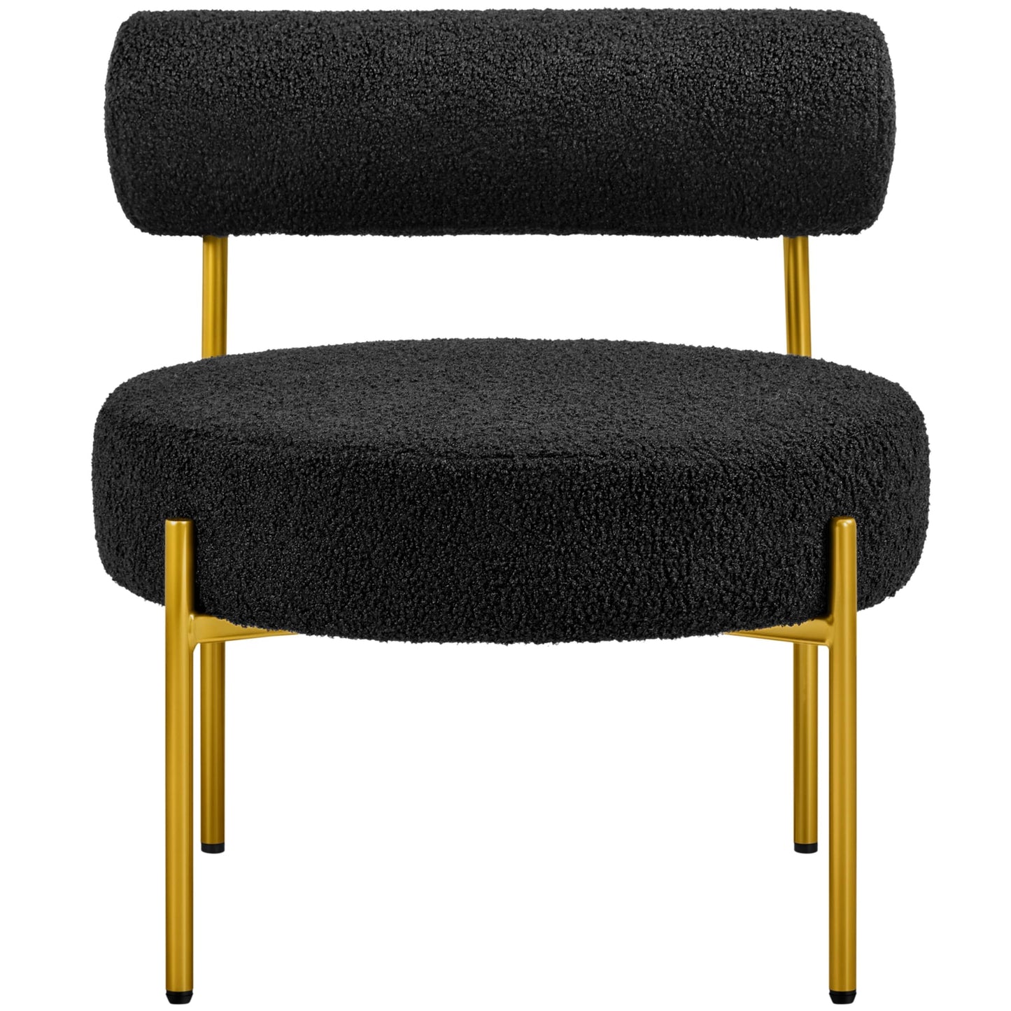 Topeakmart Modern Vanity Chair, Boucle Fabric Accent Chair with Gold Metal Legs for Living Room Makeup Room, Black