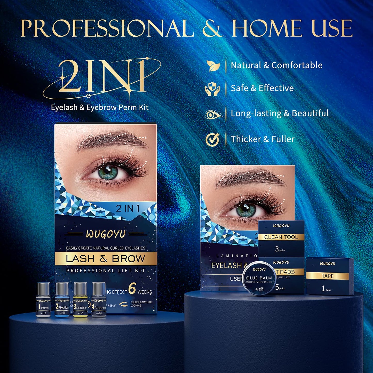 Lash Lift Kit, Eyebrow Lamination Kit, Eyelash Perm Kit, Professional Eyelash & Brow 2 in 1 Perm Kit, 2026 Eyelash Lift Kit Glue Upgraded Version Lasting Effect 6 Weeks, Suitable for Salon & Home Use