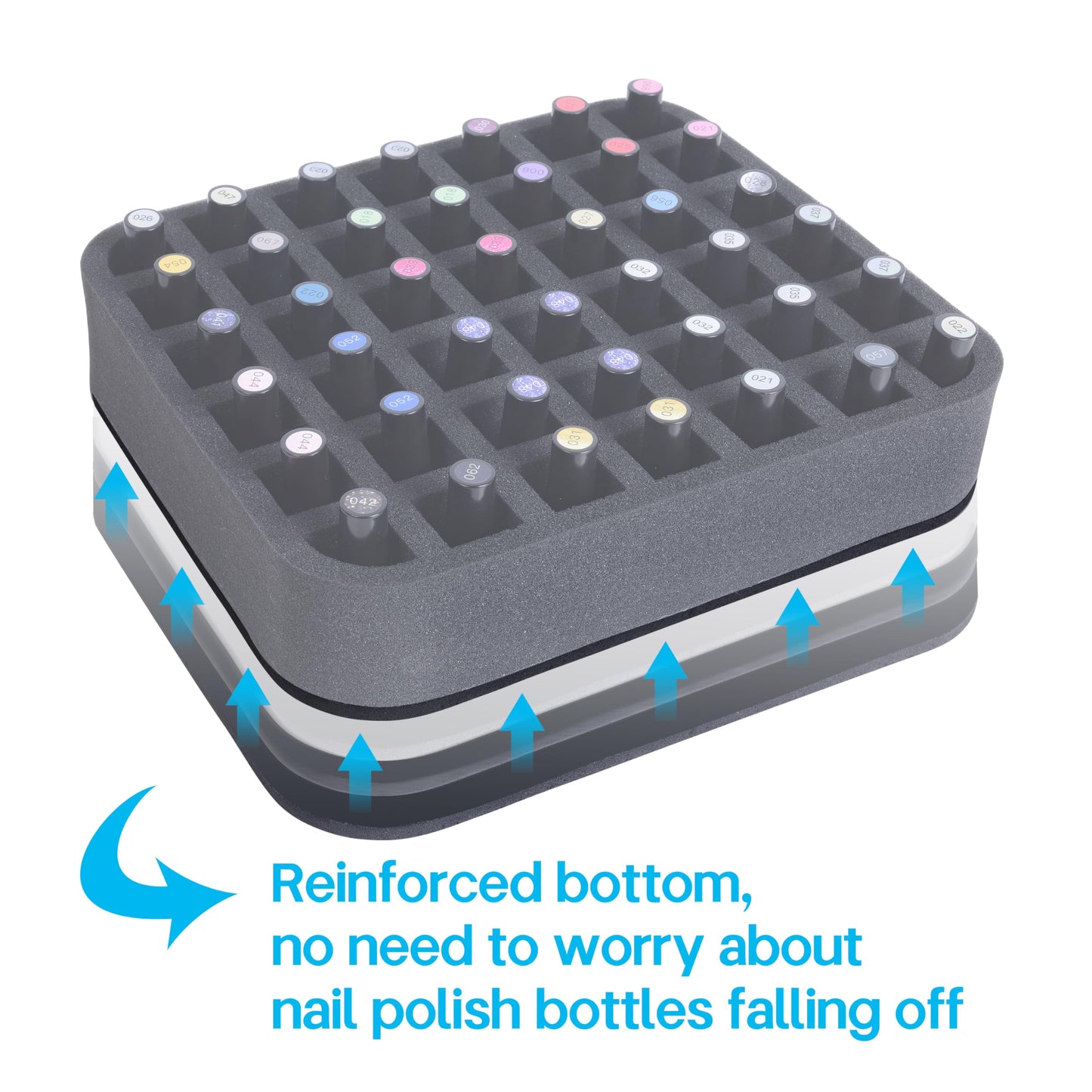 YAHOURWAT 2 Pack Nail Polish Organizer Holder Foam Pad with Slots for Storage 84 Bottles (15ml/0.5fl.oz) Nail Polish or Essential Oil Tray for Drawers Black