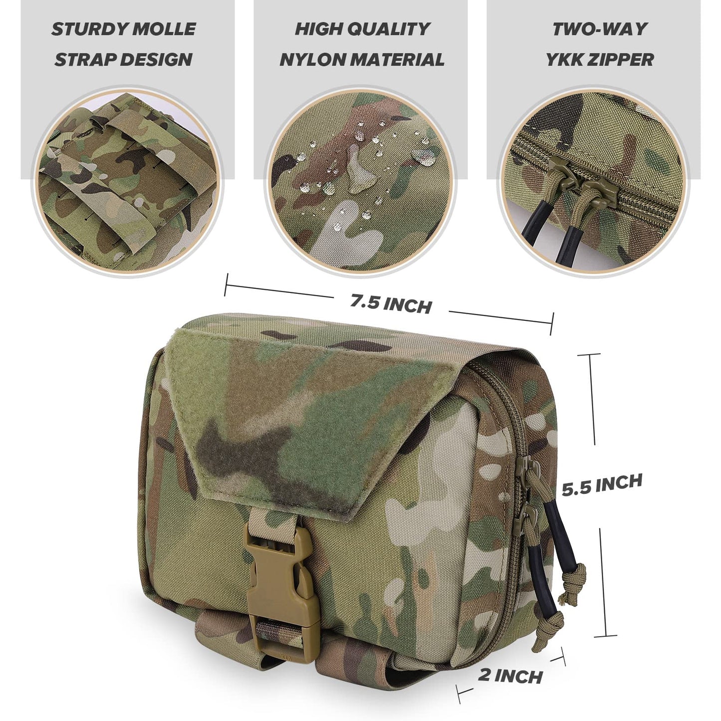 PETAC GEAR Tactical Rip Away Medical Pouch Tear Off First Aid IFAK Pouch Molle & Belt Horizontal Outdoor Emergency Survival Bag … (MC)
